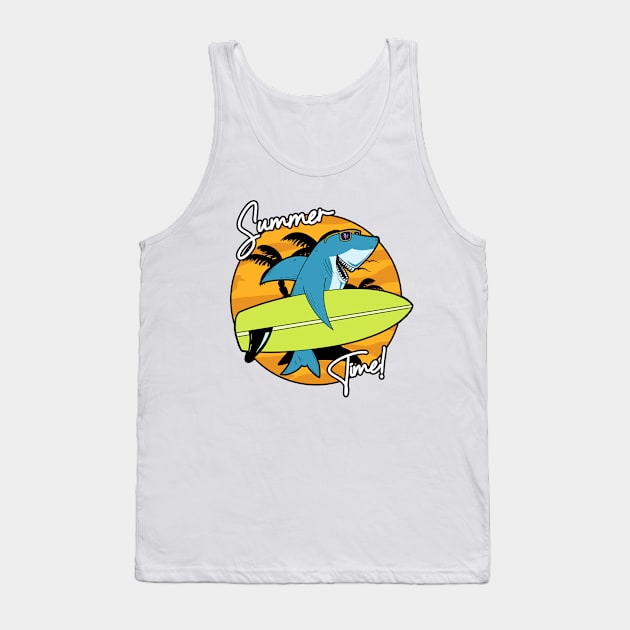 Summer Time! - Surfer Shark - Not Hamlet Design Tank Top by NotHamlet